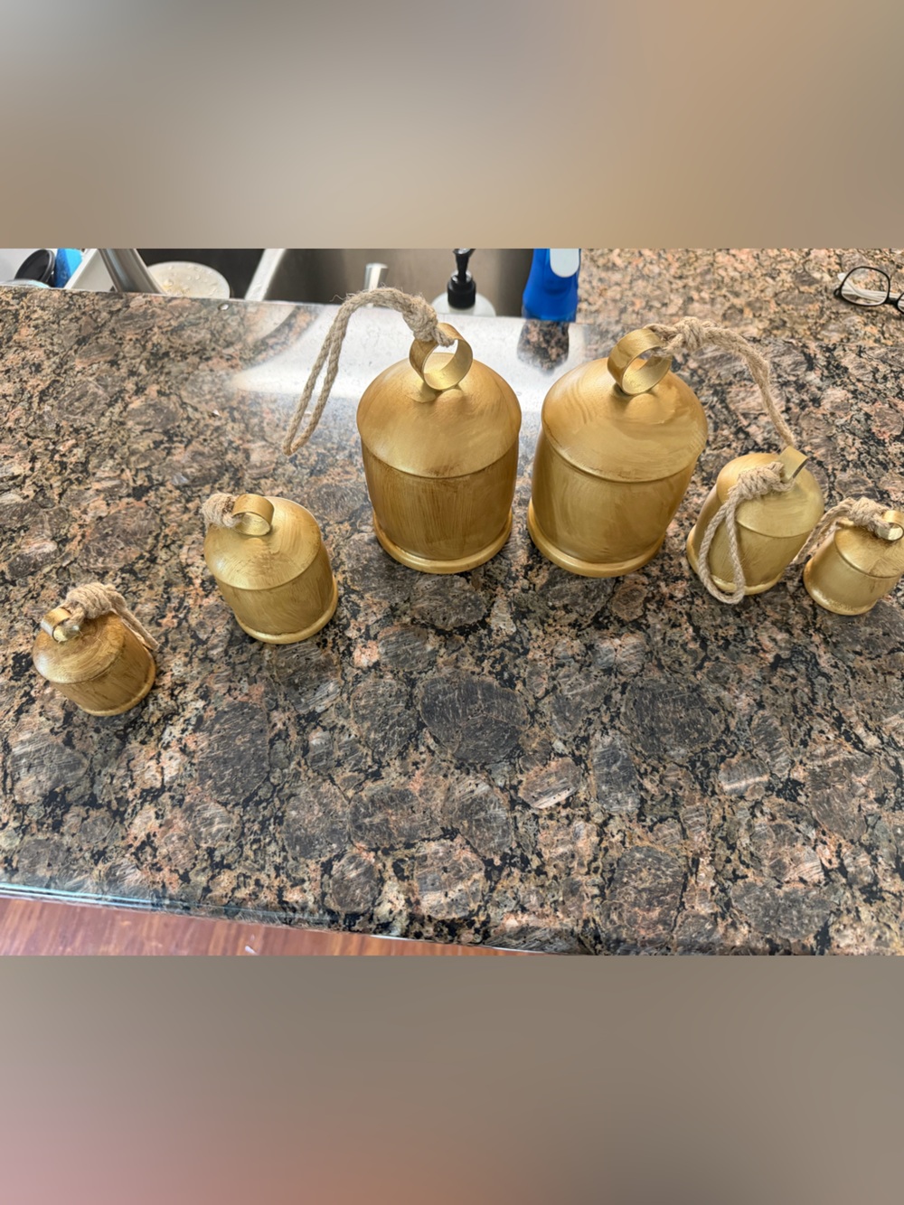 Set of 6 Gold Decorative Hanging Bells